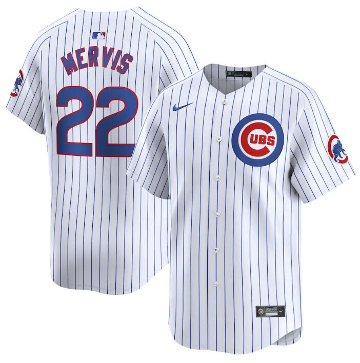Men's Chicago Cubs #22 Matt Mervis White 2024 Home Limited Stitched Baseball Jersey